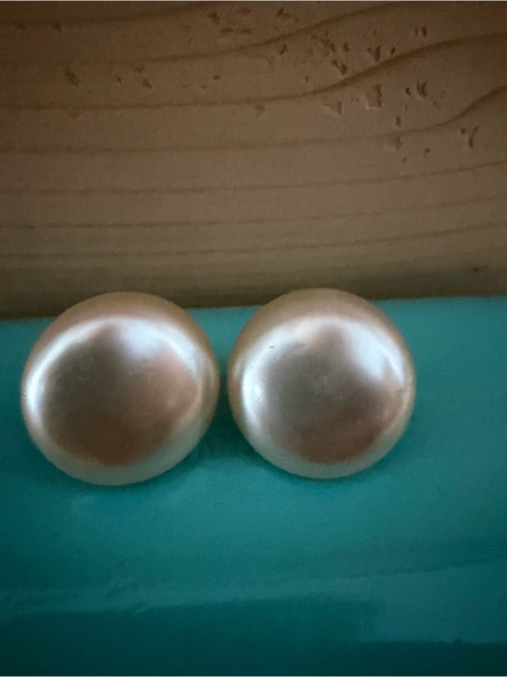 Vintage Round Pearl-Look Button Earrings - Cream